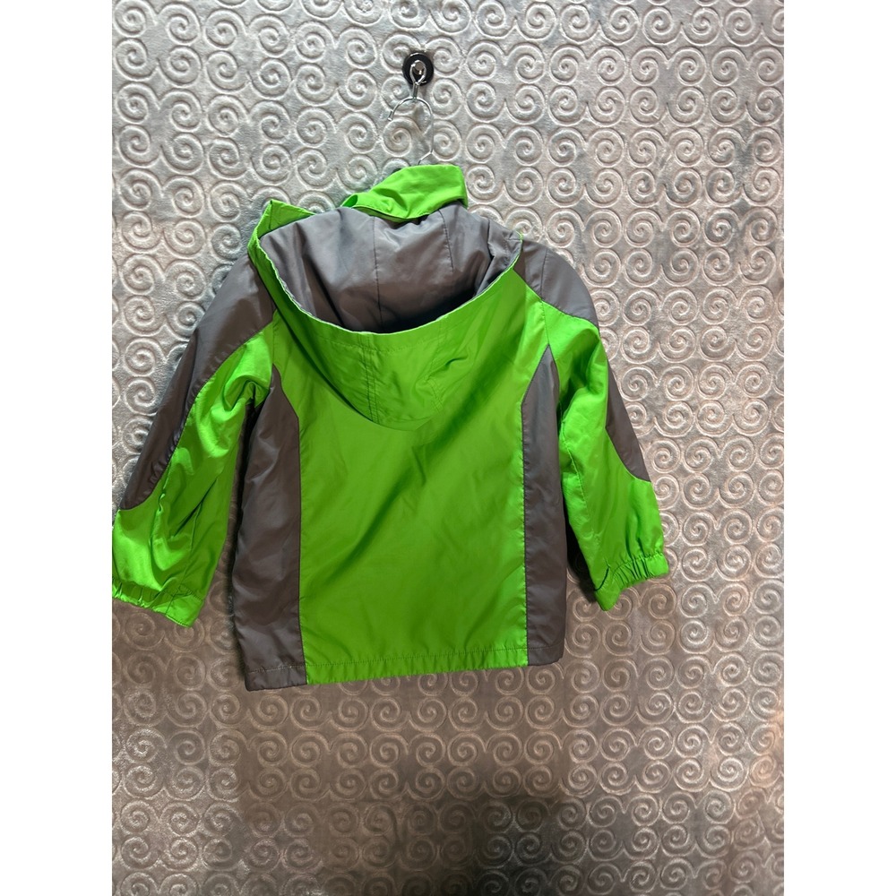 Kids BYCR Jacket Bright Green Gray Hooded Zip Up Outerwear Size‎ 8 - Picture 8 of 8